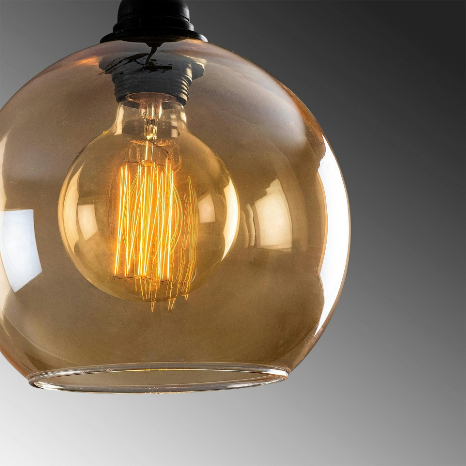 Suspension grappe moderne en verre doré, 3 globes SIVAS