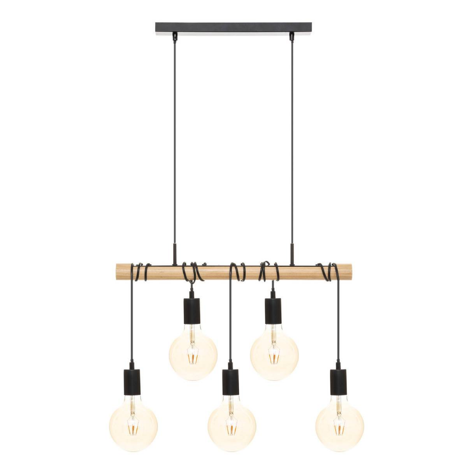 Suspension bois métal 5 lampes JAKE
