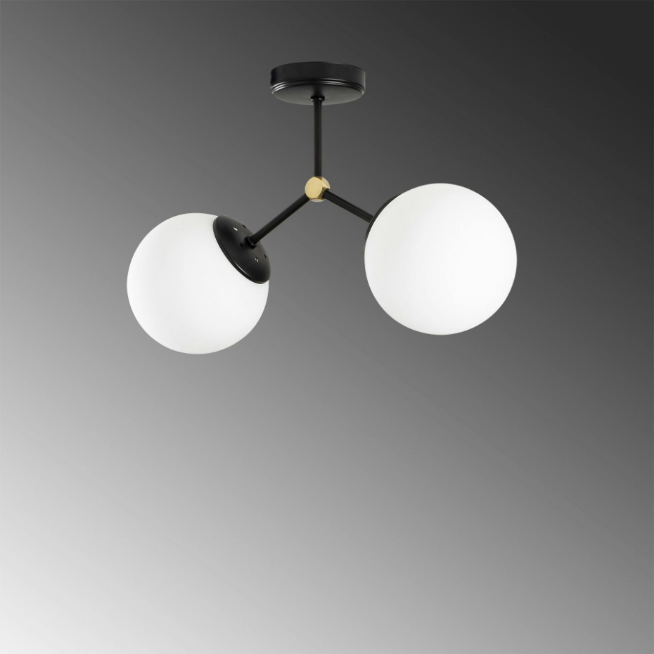 Plafonnier design 2 globes en verre SIERRE