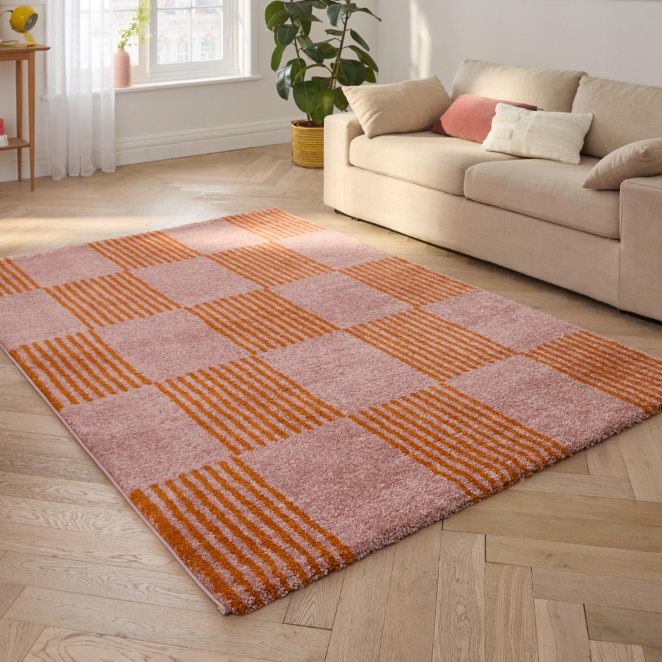 Tapis d'intérieur vintage à damier rayure GROOVY