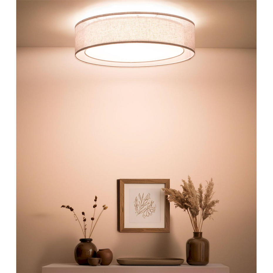 Plafonnier rond en tissu double couche Puro