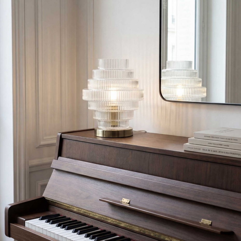 Lampe à poser en verre et métal, CHALLE