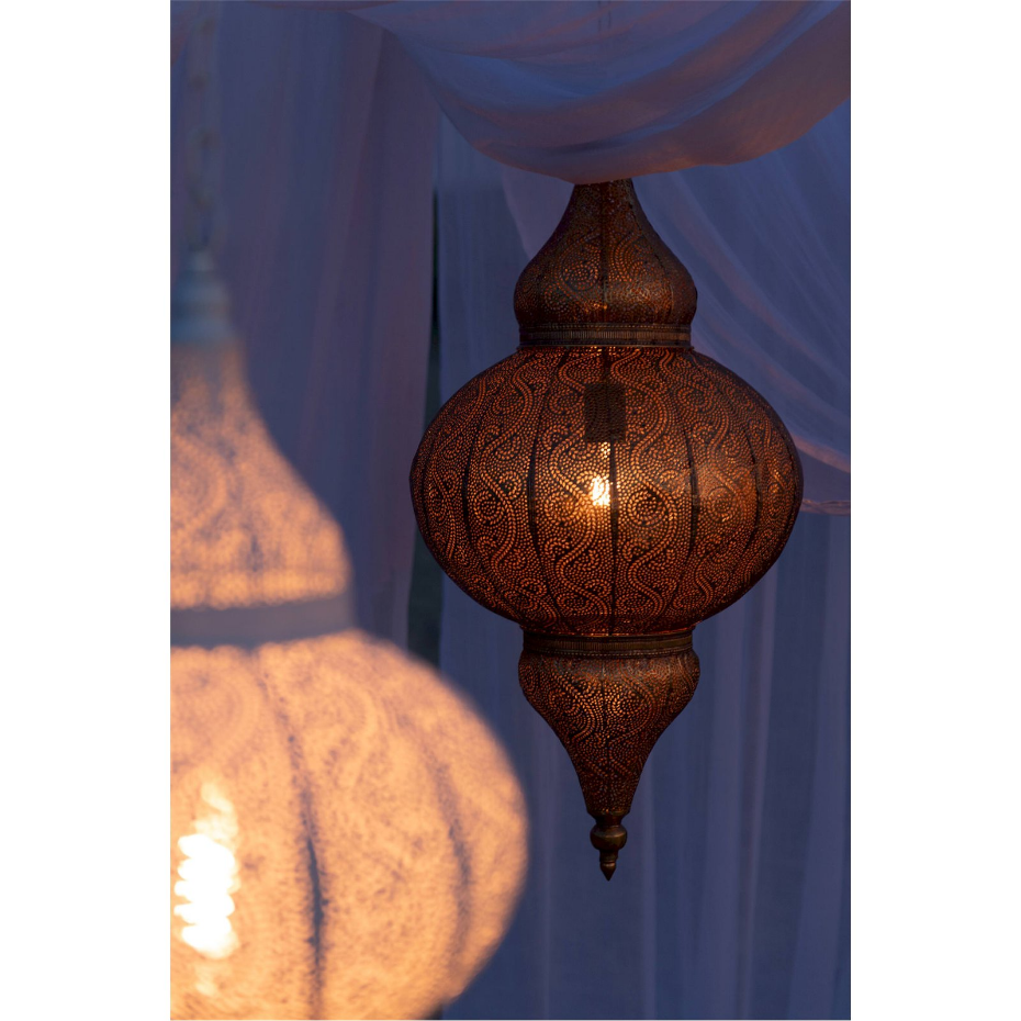 Suspension ronde en métal style oriental