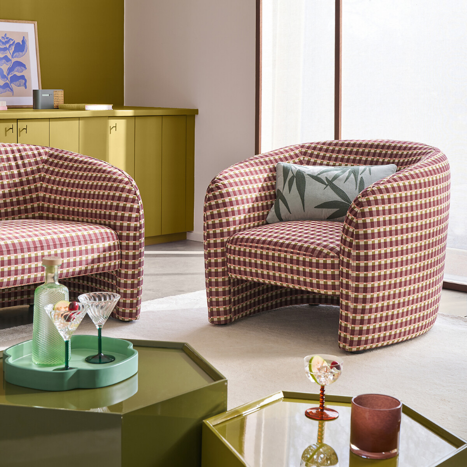 Fauteuil, 1 place, imprimé motif géométrique, LANDINE