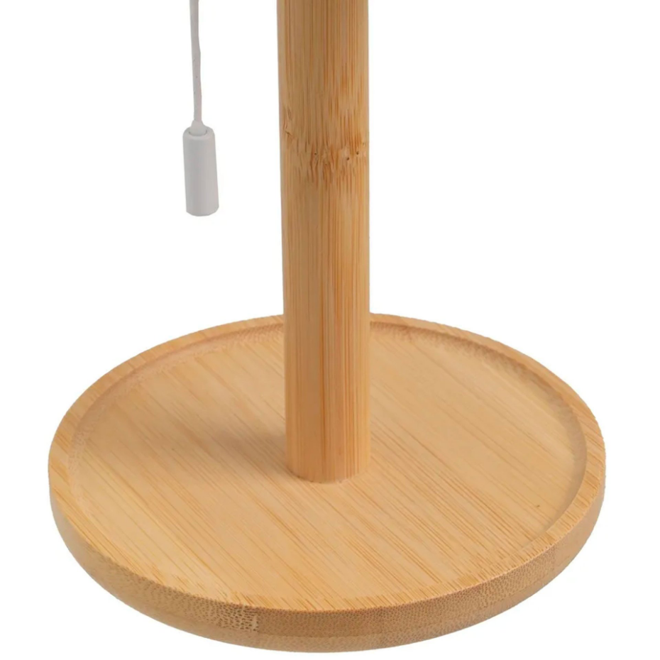 Lampe à poser bambou LED à tirette sans fil 15x15x28cm
