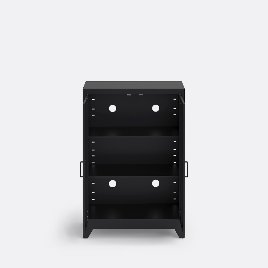 Armoire basse 2 portes en métal acier, Hiba