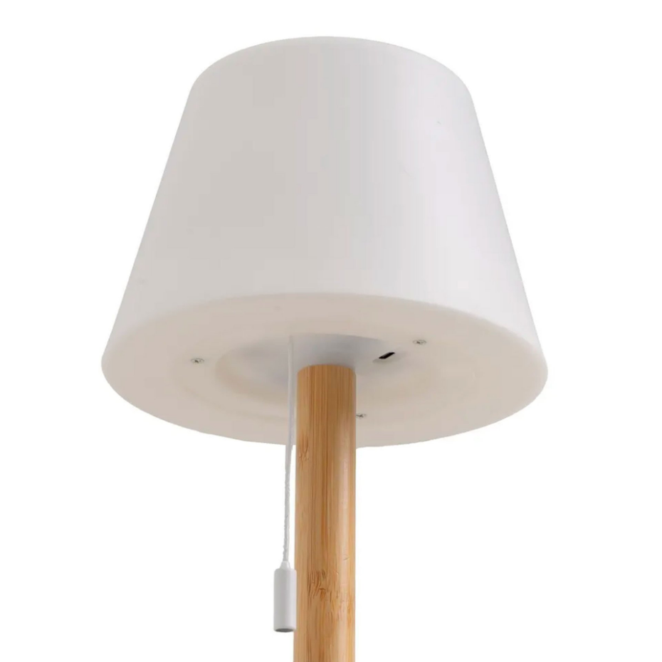 Lampe à poser bambou LED à tirette sans fil 15x15x28cm