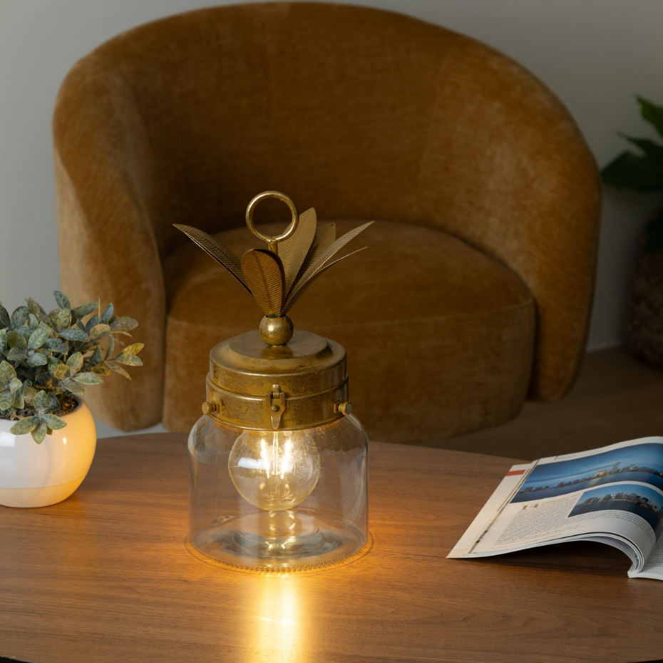 Lampe LED ananas verre et métal ANANAS