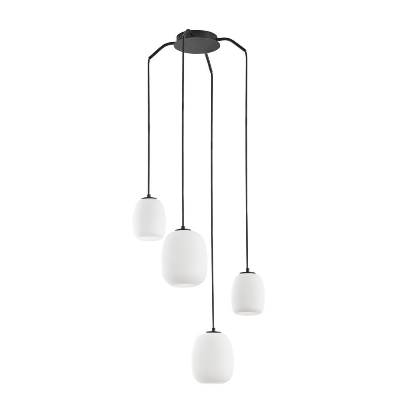 Suspension 4 lampes verre opale Jap