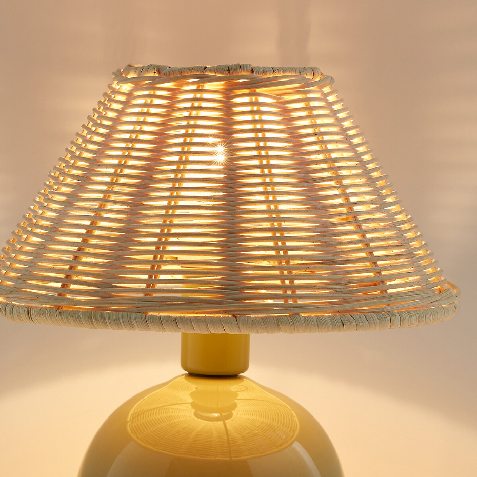 Lampe à poser céramique et rotin, Alios