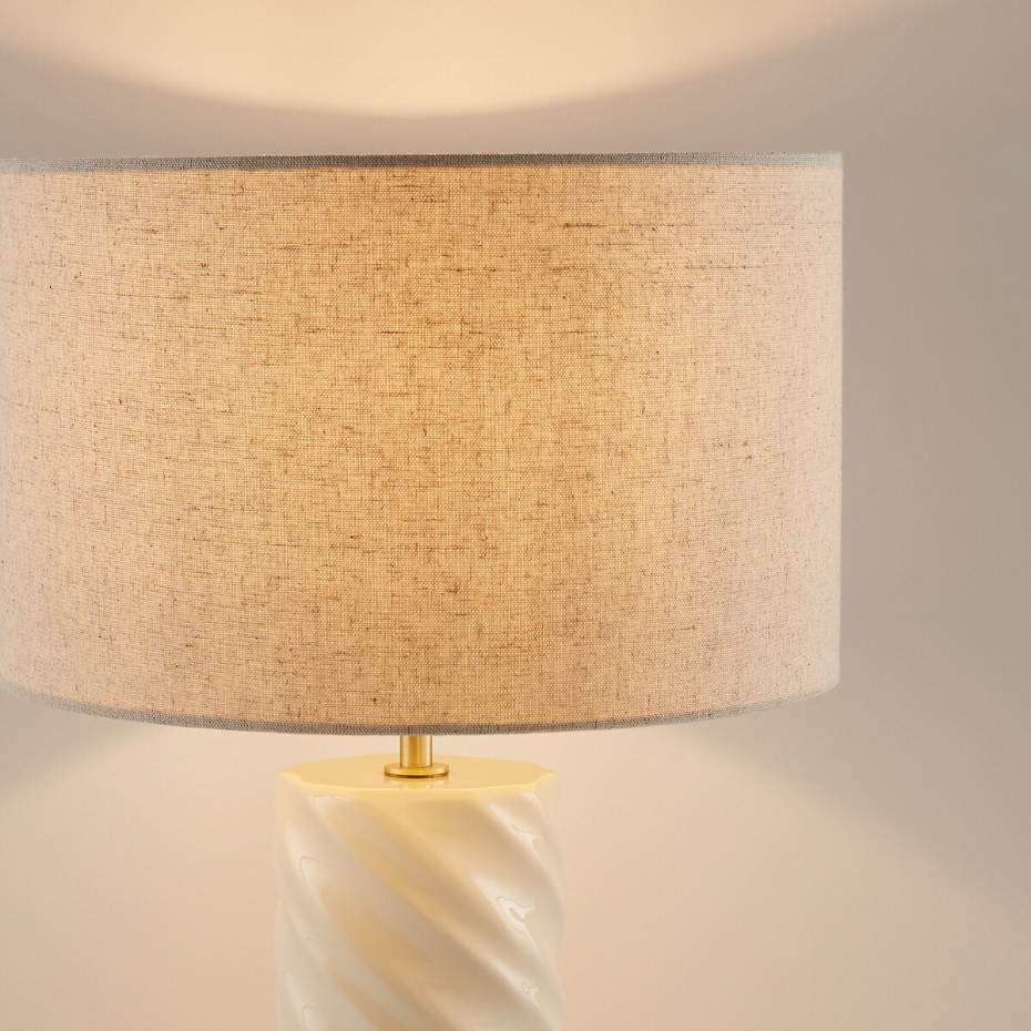 Lampe à poser céramique et lin, Dehen