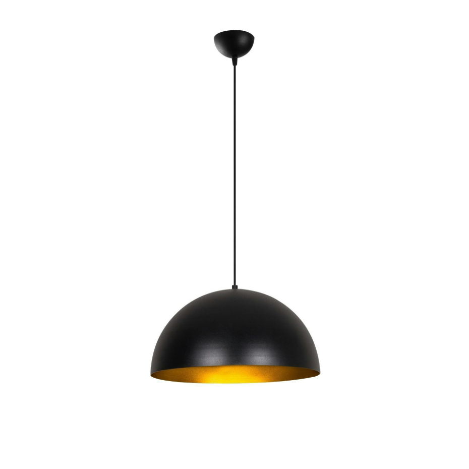 Suspension de table noire, dôme intérieur doré Ø40 cm SILE