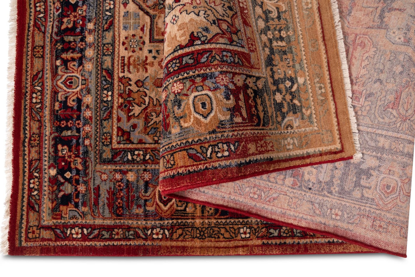Tapis tissé en laine au design oriental vintage avec bordure - Saharna