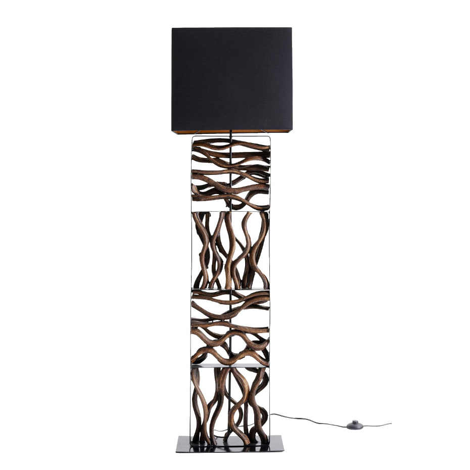 Lampadaire en bois flotté et coton, NATURE WAVE