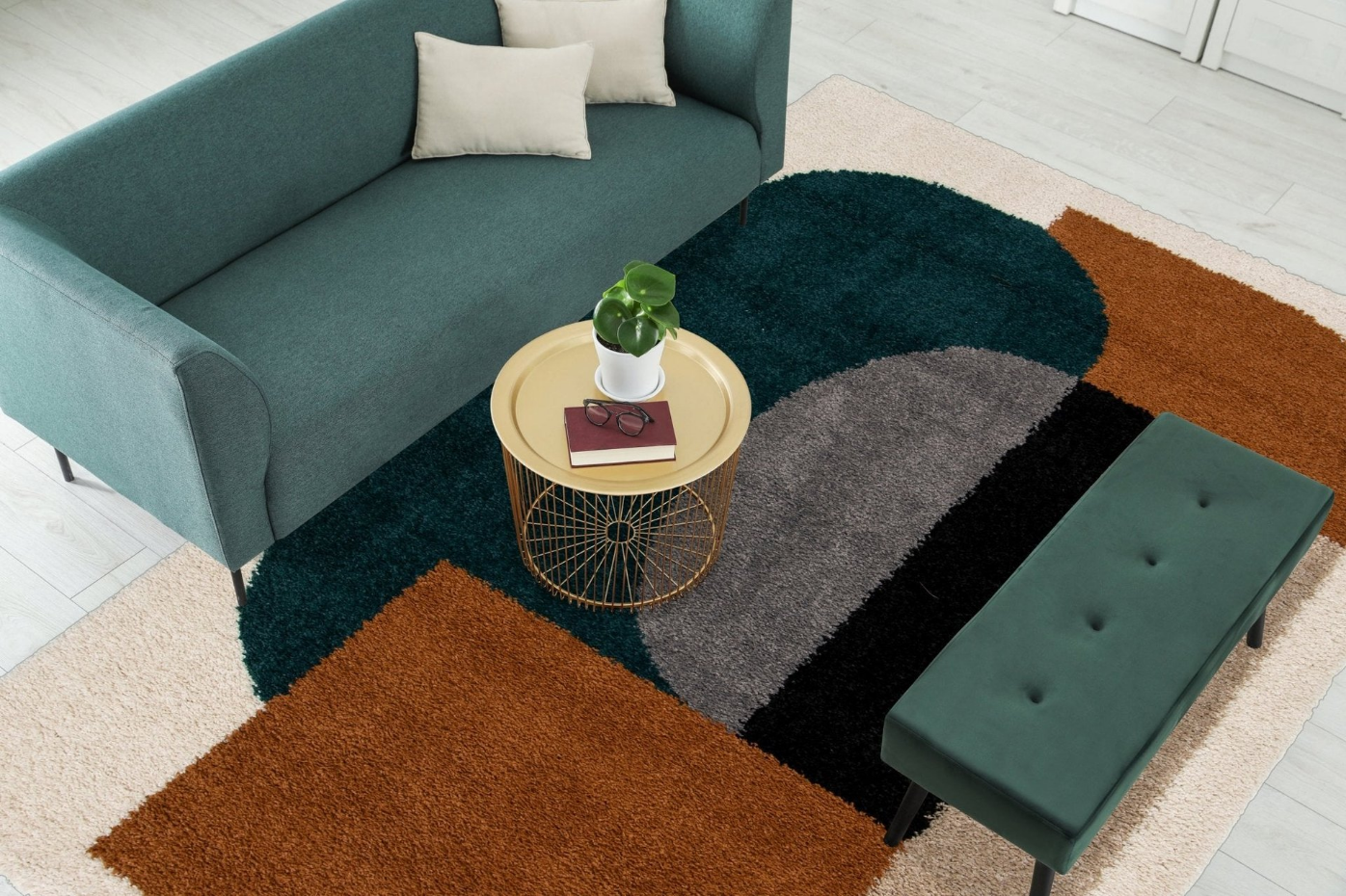 Tapis à poils longs design tons chauds GATSBY