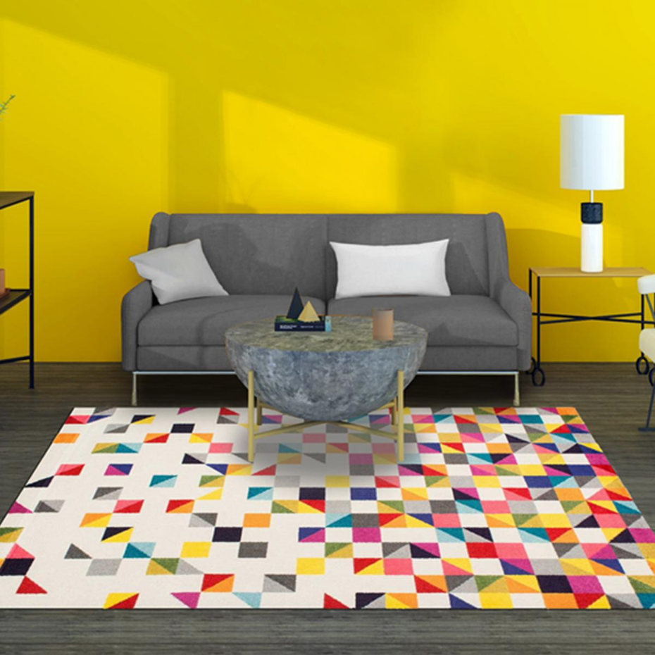 Tapis salon et chambre tissé motif géométrique LYN6 BOUTIK