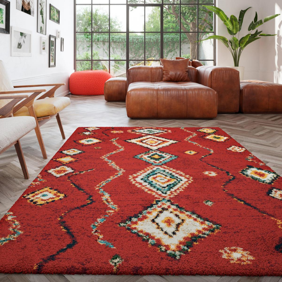 Tapis shaggy tissé motif berbère AMORE 4