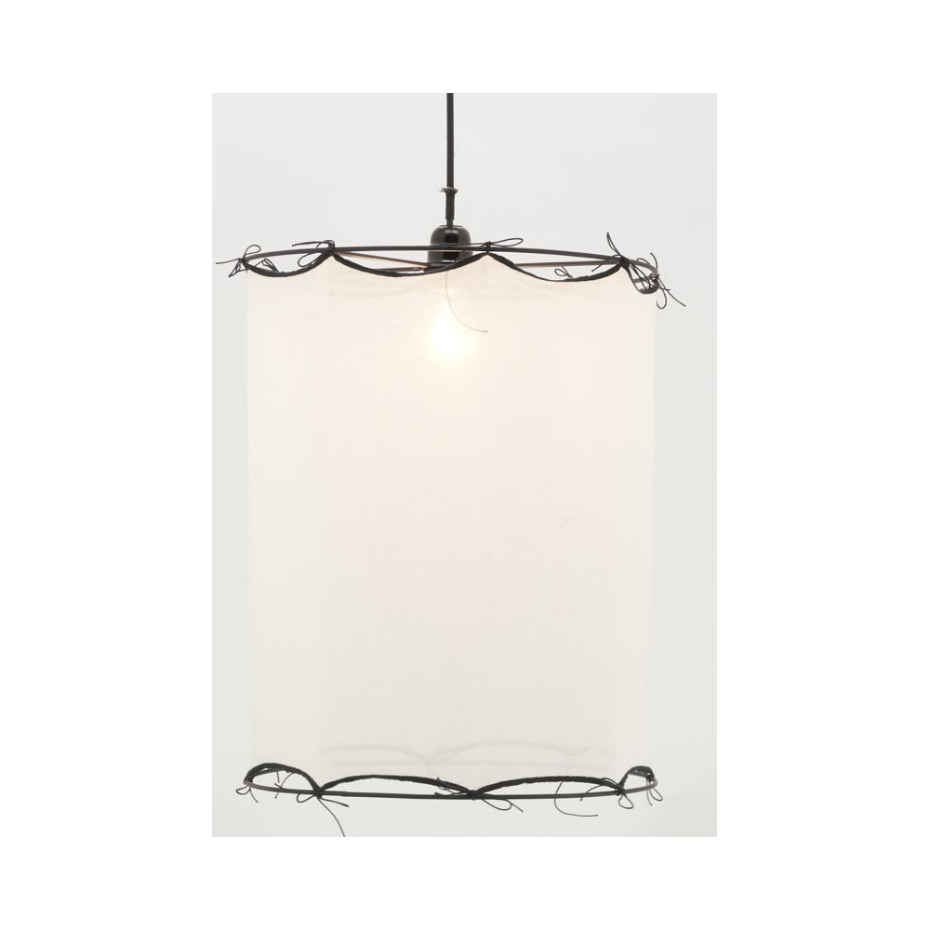 Abat-jour pour suspension en coton Riad Moyen Blanc