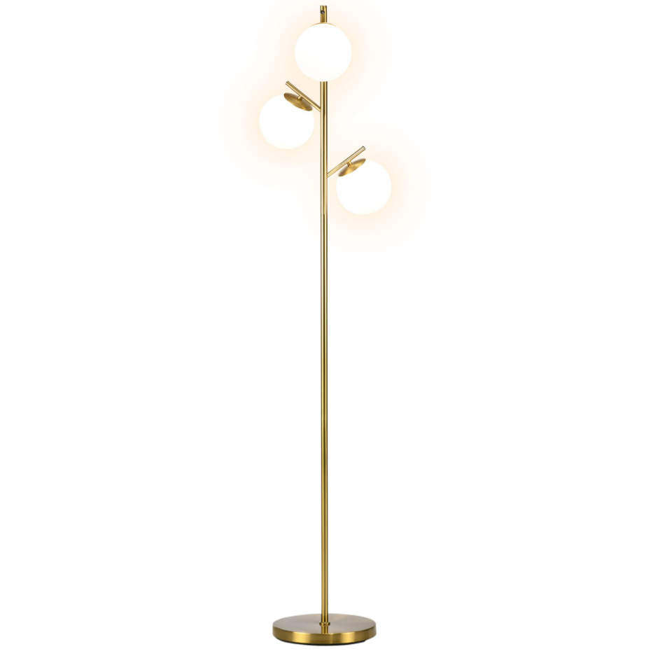 Lampadaire globe design néo-rétro 3 ampoules métal