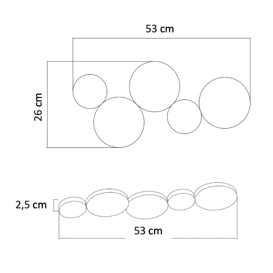 Plafonnier ou applique à 5 cercles - SKAVI