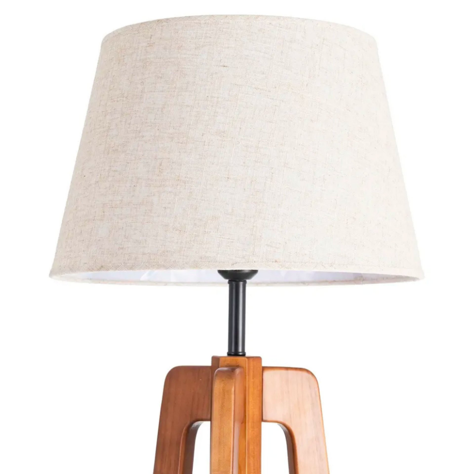 Lampadaire bois et abat-jour beige 40x40x158cm