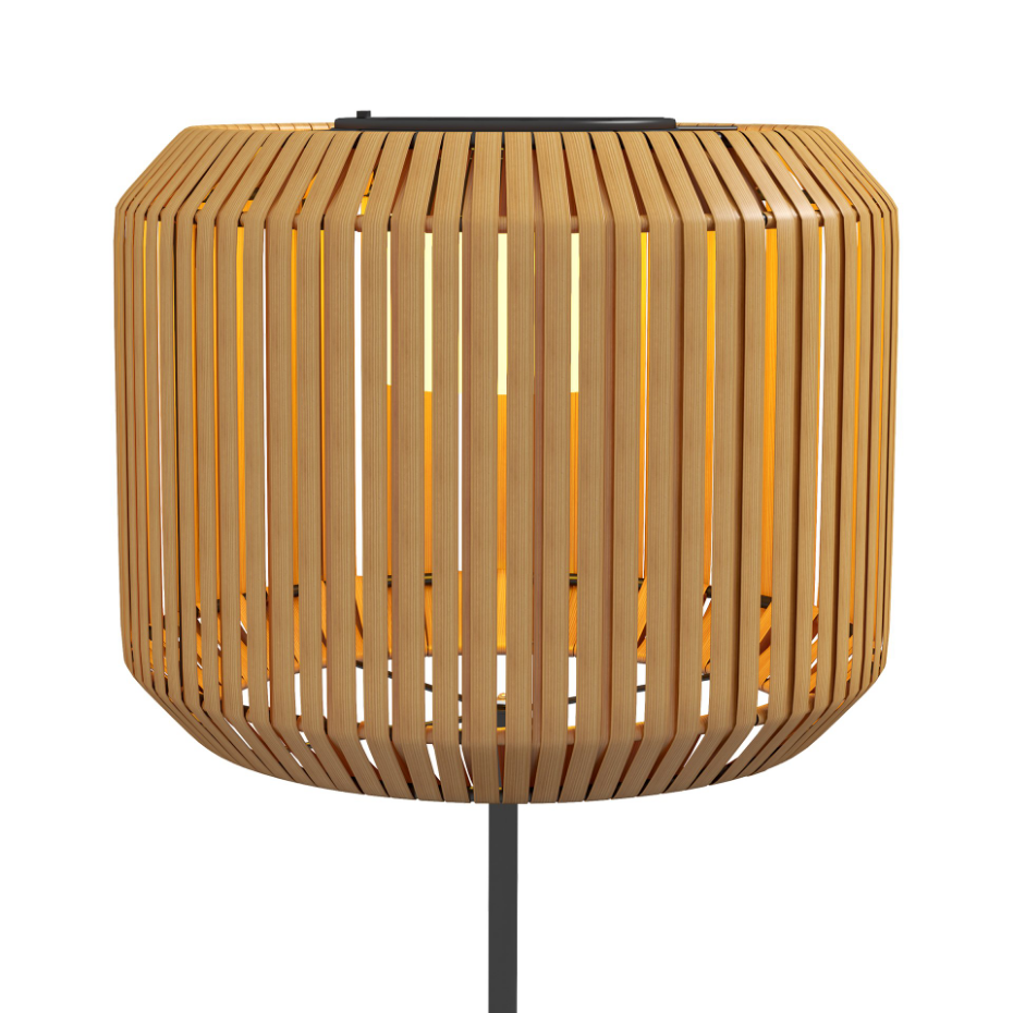 Lampadaire solaire LED style exotique H. 130 cm résine effet rotin
