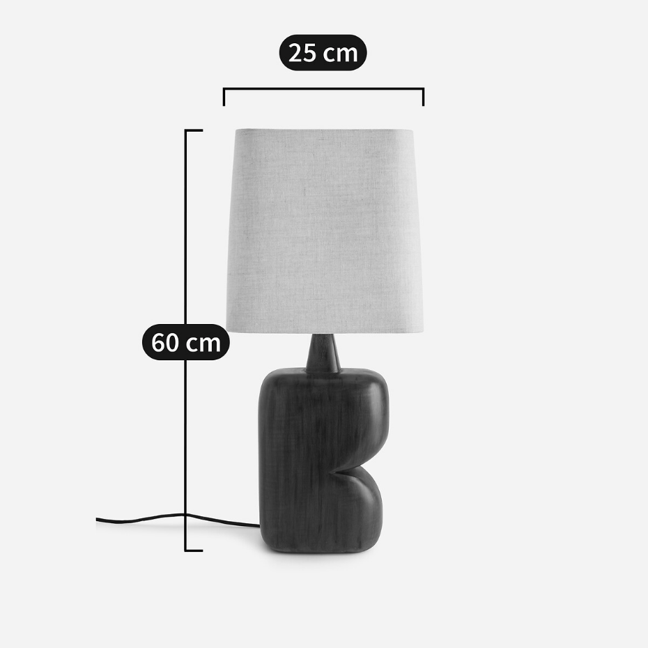 Lampe à poser en manguier et lin, Gyra