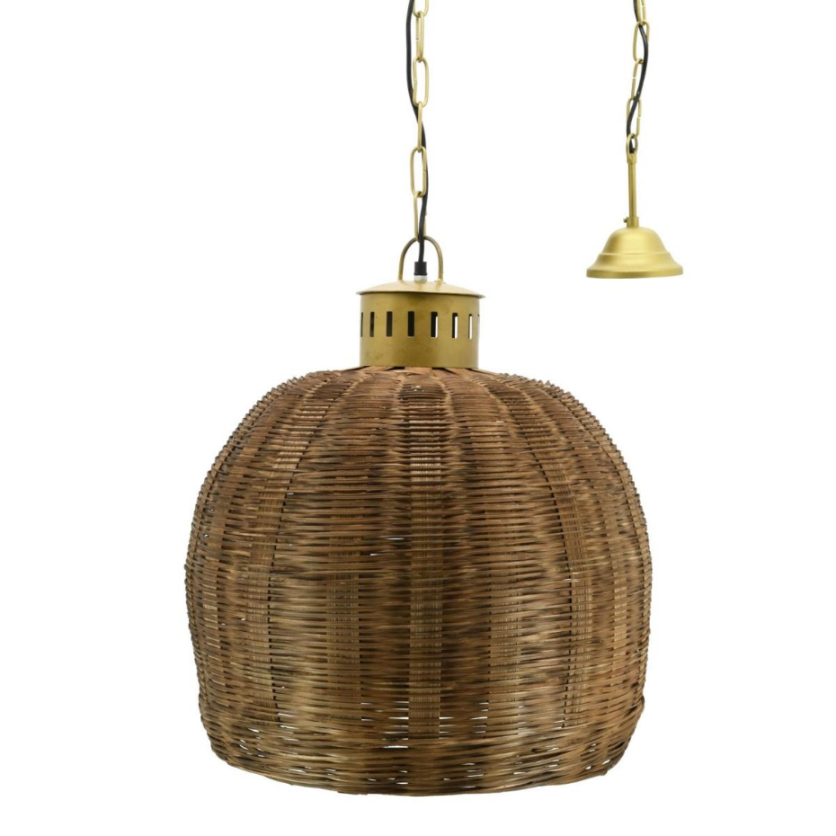 Suspension en bambou teinté et métal doré Diamètre 43 cm