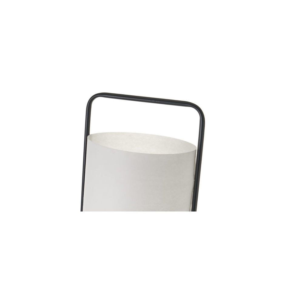 Lampadaire table en métal noir et abat-jour blanc - H150cm