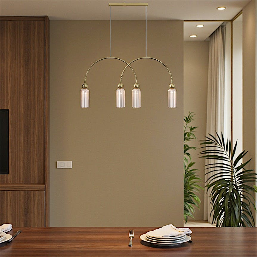Suspension double arche 4 lampes rétro SOLANA