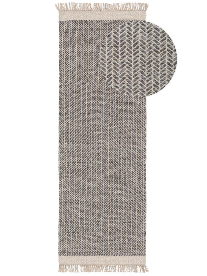 Tapis de couloir en laine tissé main KIM
