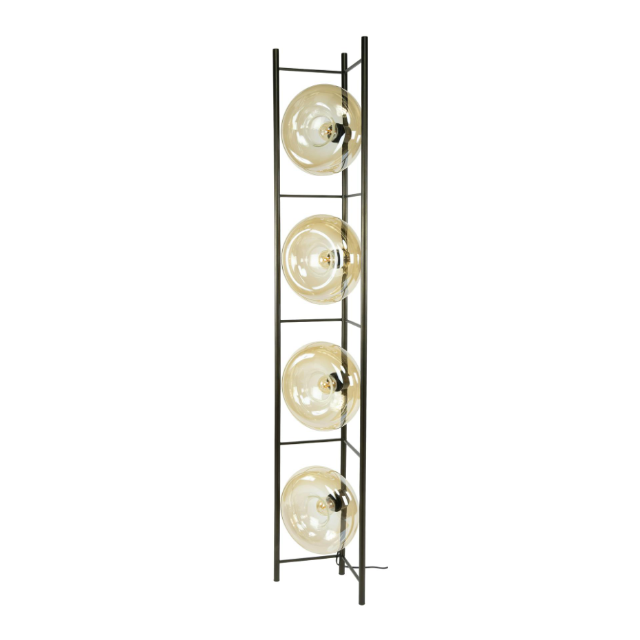 Lampadaire vintage anneaux en verre ambré NIAGARA