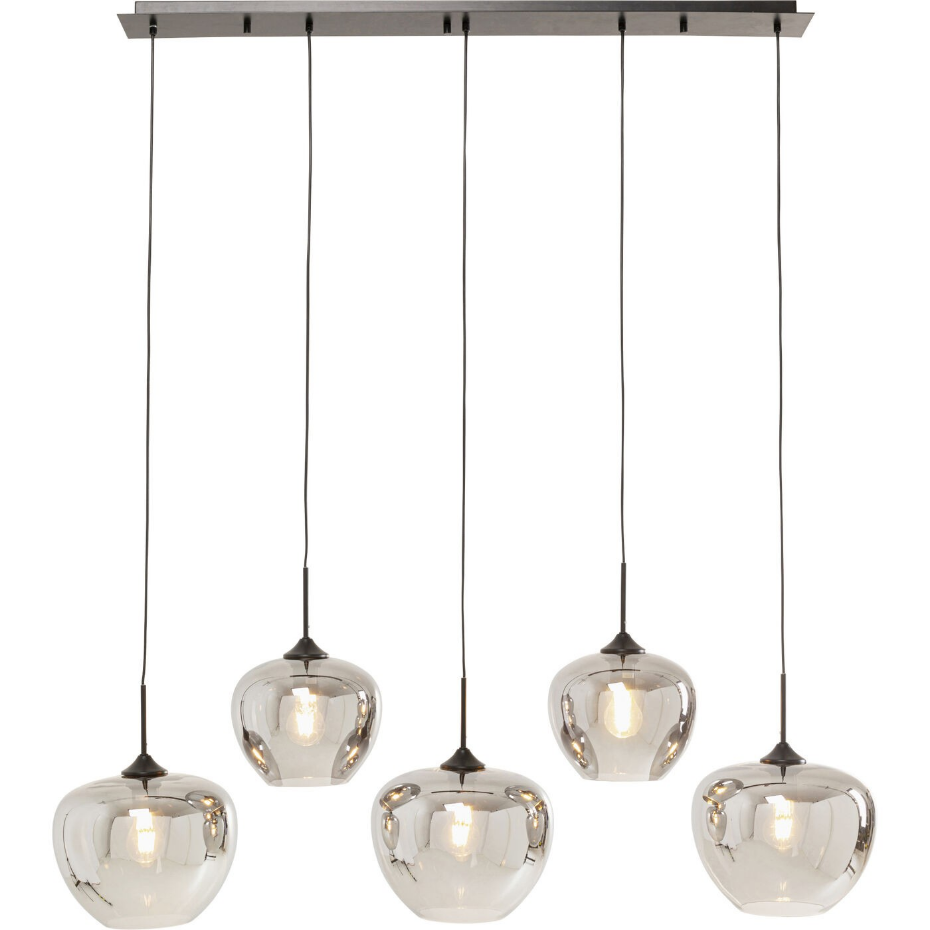 Suspension en verre et acier 5 abat-jours, SPHERE