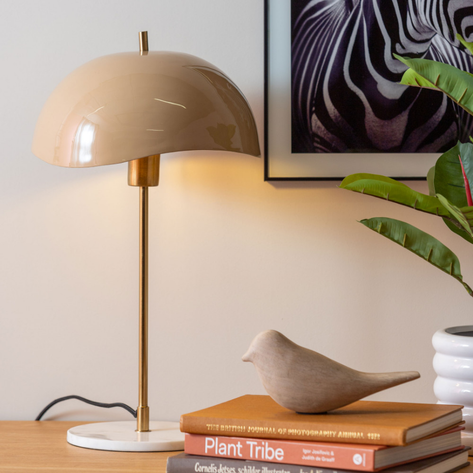 Lampe à poser en métal et marbre- WAVED DOME