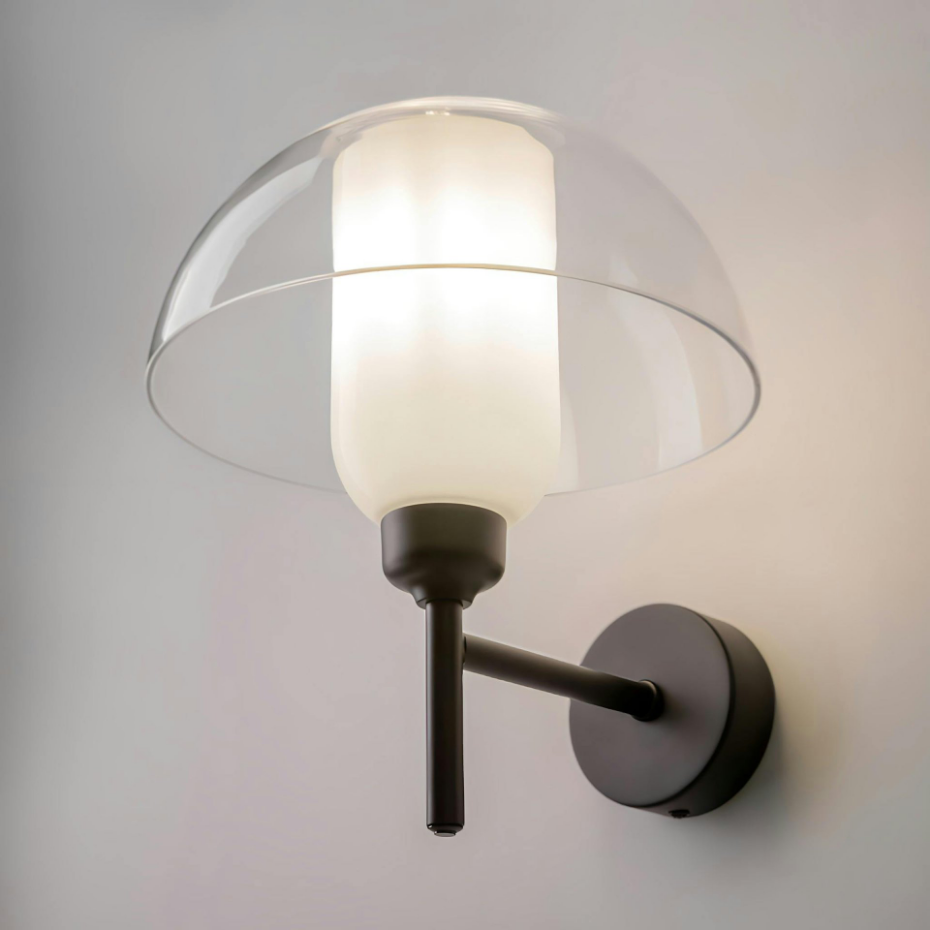 Applique murale blanche rétro – dôme verre & opalin WINDER