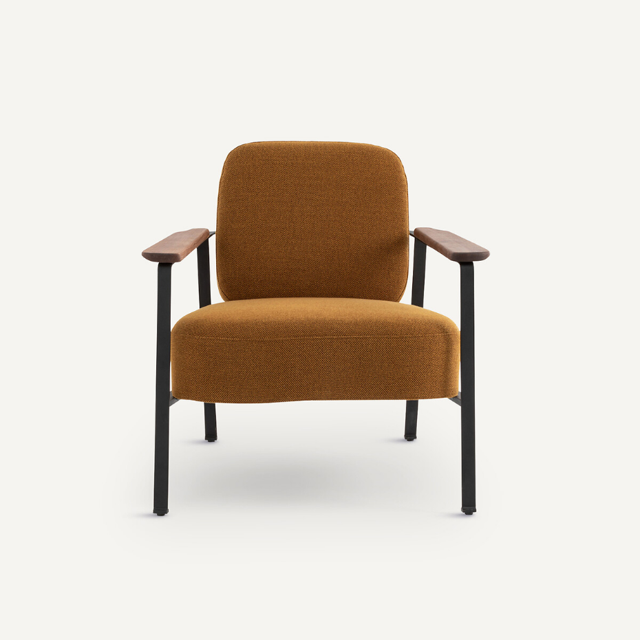 Fauteuil métal acier et tissu natté chiné, Abraxas