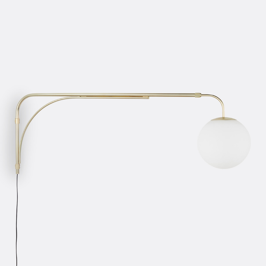 Applique/Potence laiton et verre opaline, Moricio