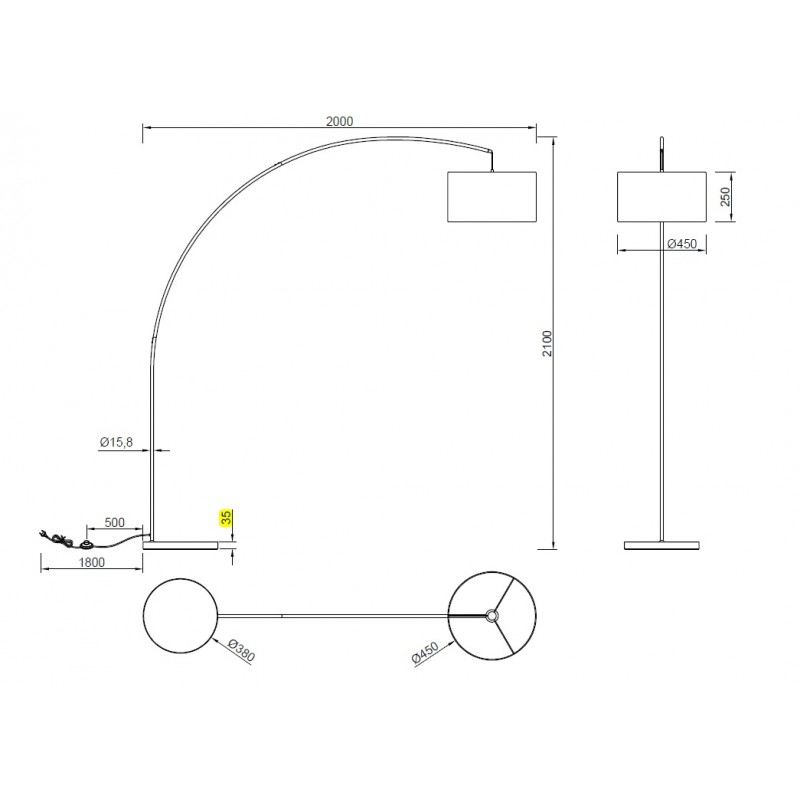 Lampadaire design en métal, MANSUR