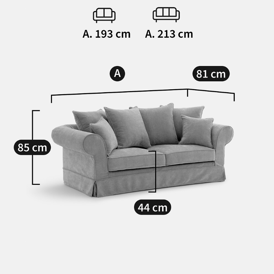Canapé droit, convertible, 2 ou 3 places, en polyester chiné, ADELIA