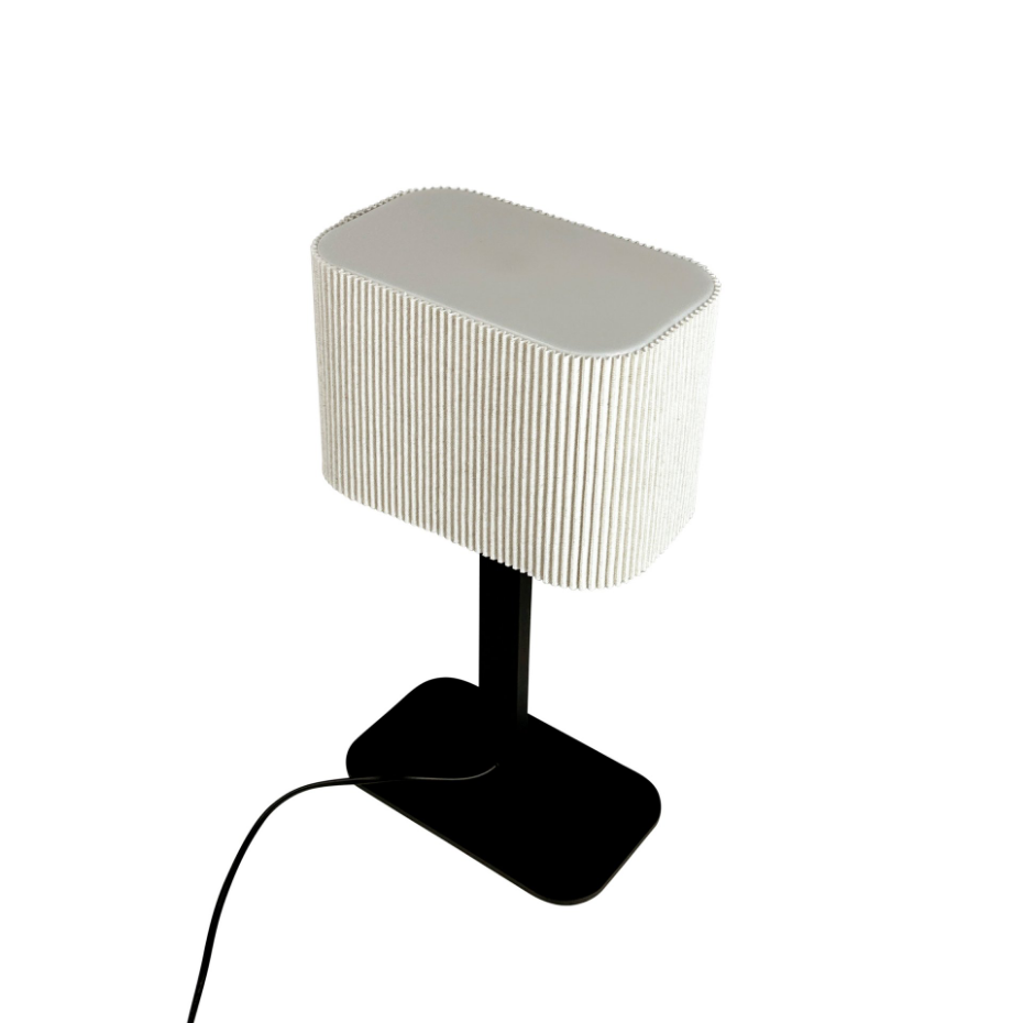 Lampe à poser en métal et tissu Noir/Blanc Calix