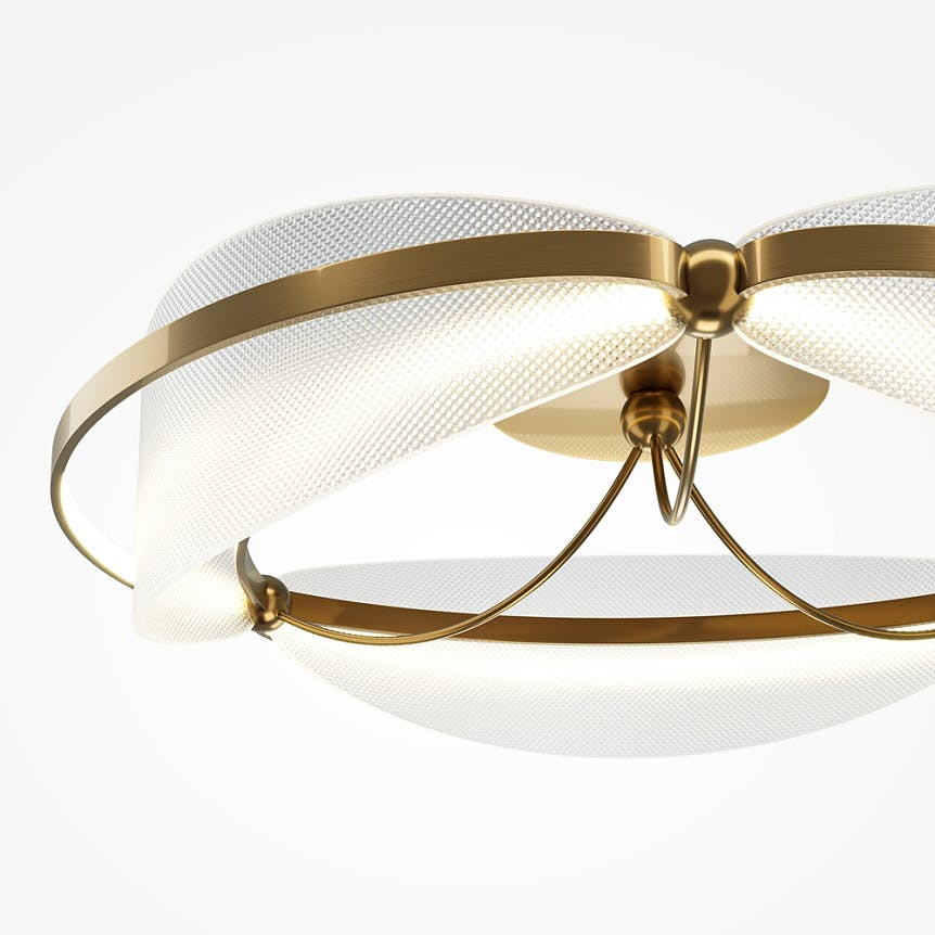 Plafonnier chambre LED blanc & or - forme elliptique AVA