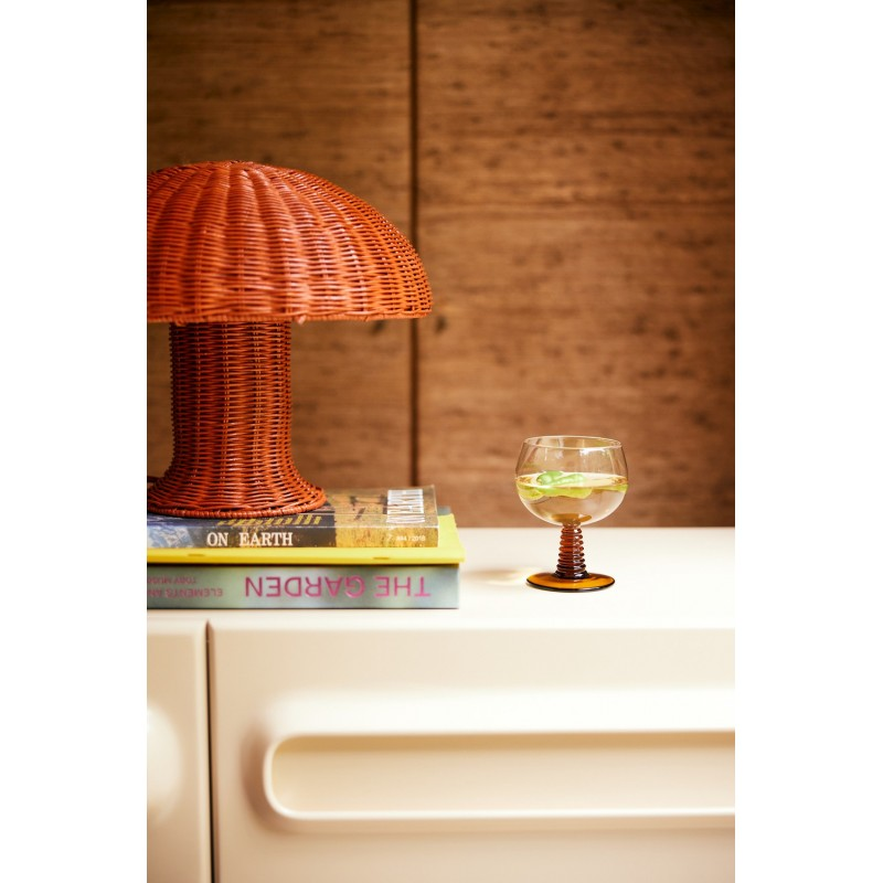 Lampe de table champignon rotin