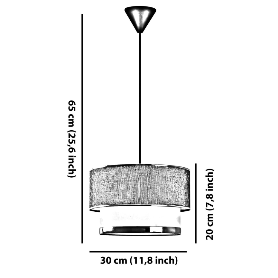 Suspension blanche - double abat-jour avec tressage ZURICH