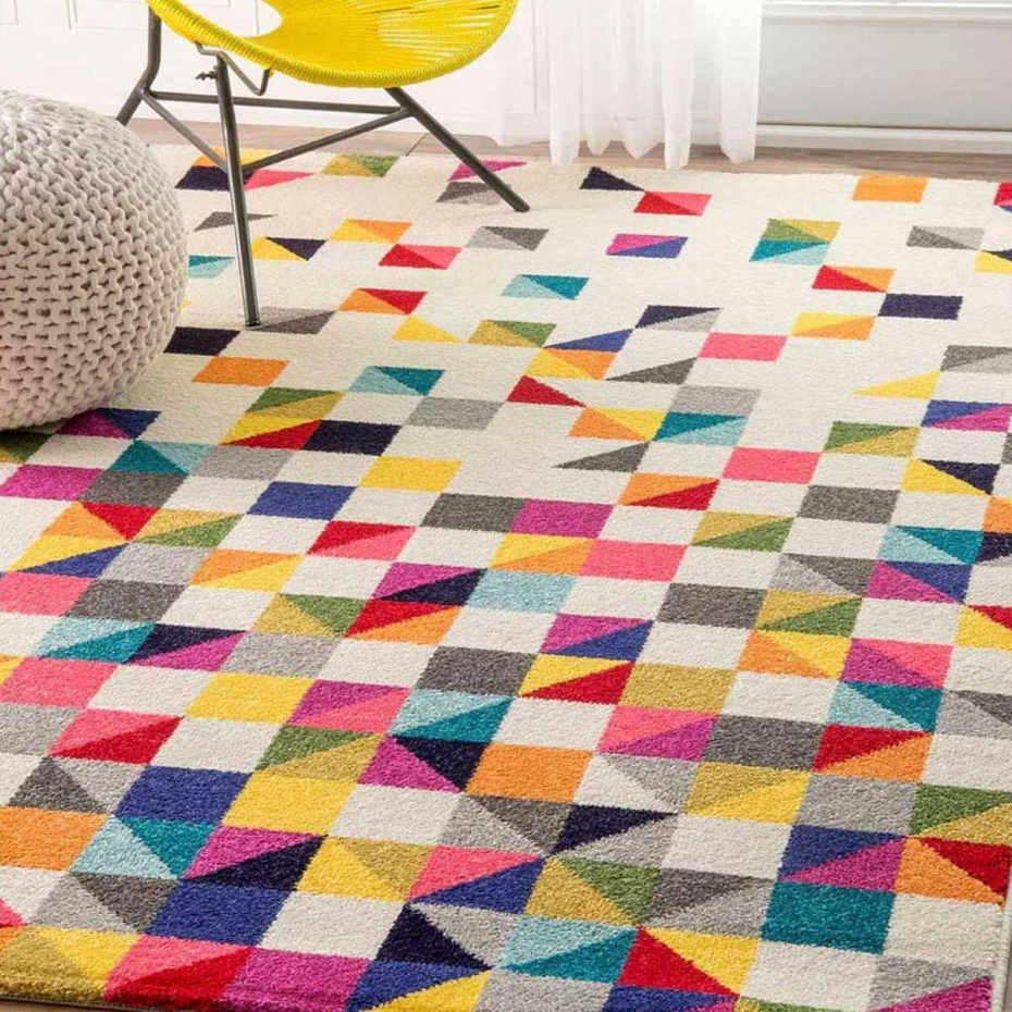 Tapis salon et chambre tissé motif géométrique LYN6 BOUTIK