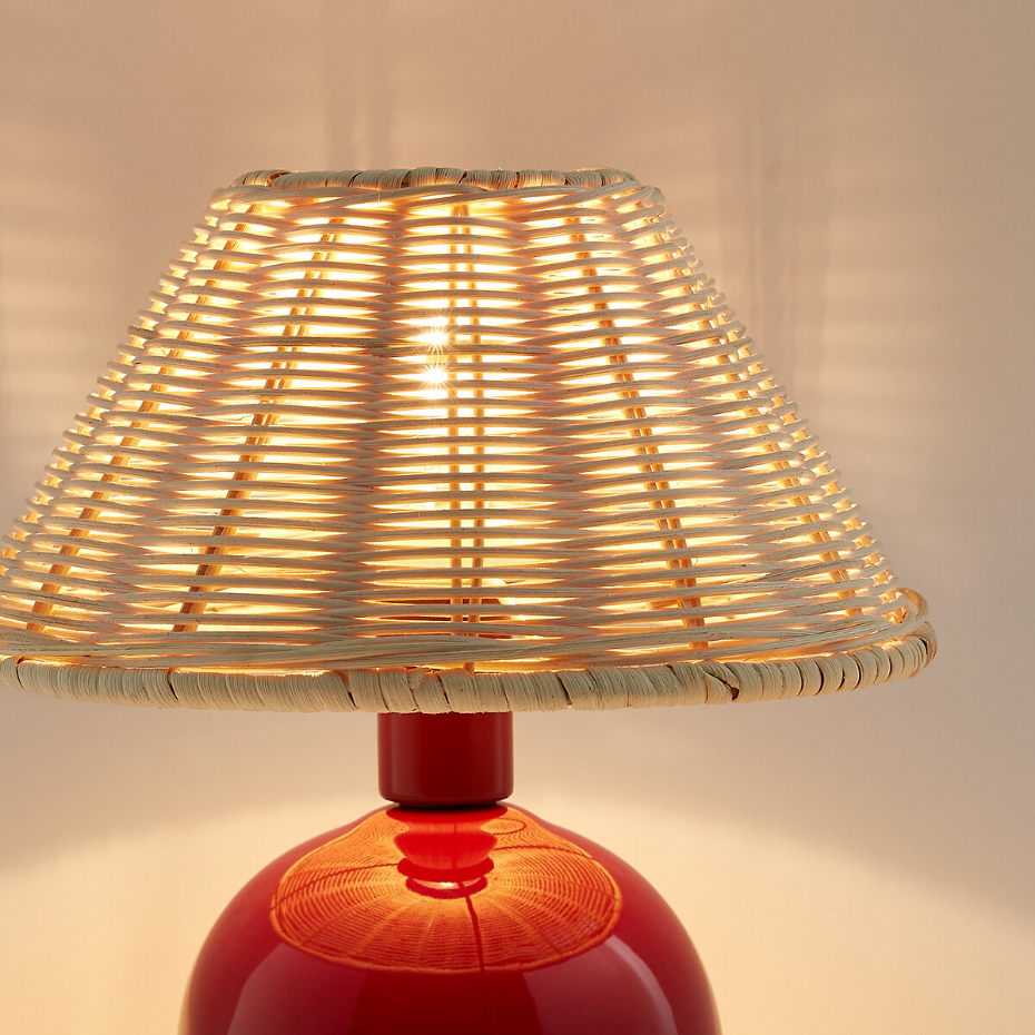 Lampe à poser céramique et rotin, Alios