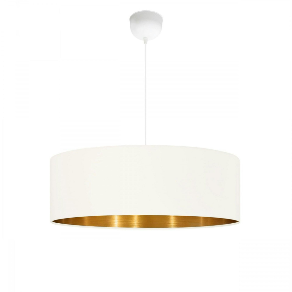 Suspension blanche contemporaine avec abat-jour doré ZURICH