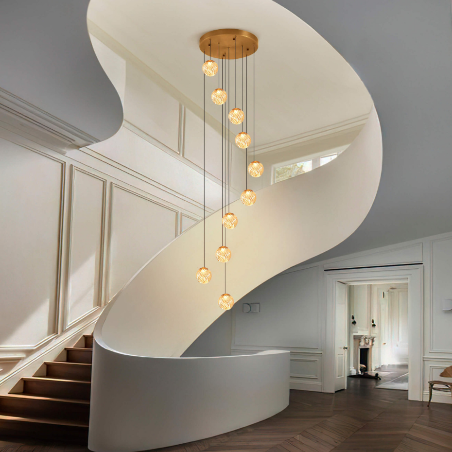 Suspension LED longue à verre ambré - ESPOSIA