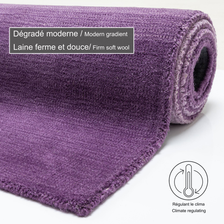 Tapis tissé main en couleurs vives et dégradé - Wool comfort