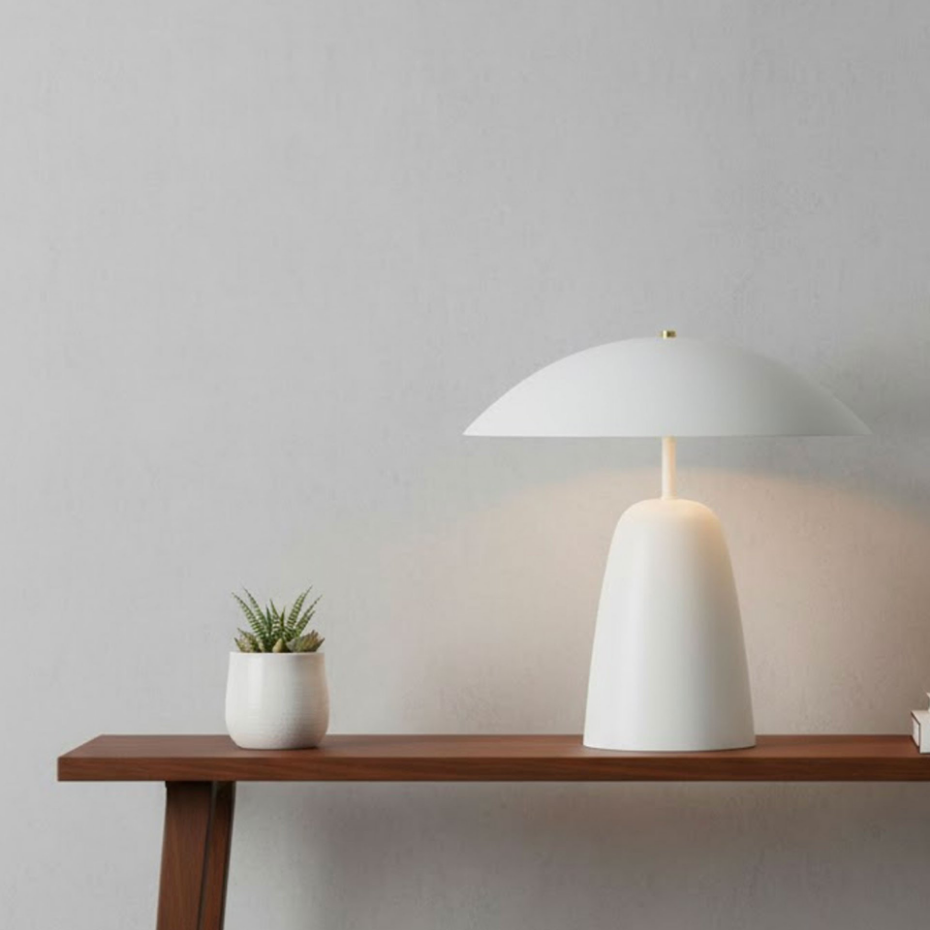 Lampe à poser champignon métal blanc et doré 39x39x32.5cm