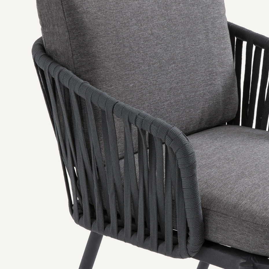 Fauteuil de table en sangles tressées, LEANDRA